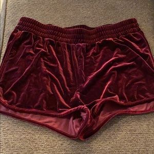 Burgundy Velvet Shorts